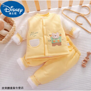 迪士尼寶寶寶寶套裝嬰幼兒衣服加棉秋冬棉衣套裝分體式衣服純棉內(nèi)衣可開檔衣 寶寶加棉套裝(黃色拳頭小熊) 90