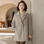 情羅蘭中老年女裝春秋毛呢外套媽媽裝秋裝上衣50歲60老人衣服呢子大衣女 灰色 3XL （建議115-130斤）