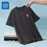 真維斯（JEANSWEST）冰絲速干短袖t恤男夏季簡約百搭寬松涼感T男士透氣吸汗運(yùn)動(dòng)半袖衫 深灰 楓樹葉_K XL 【夏季速干】