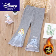 迪士尼（Disney）女童純棉休閑褲卡通喇叭褲25春秋新款兒童小女孩寶寶長(zhǎng) 灰色-灰姑娘-加絨款 130 cm