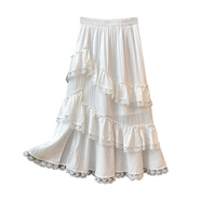 星垂曉霧法式仙女不規則裙擺半身裙女法式不規則蕾絲拼接半身裙女春季2025 白色 S