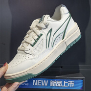李寧新秀籃球文化鞋2025春季新款男女同款時尚休閑鞋板鞋ABCV007 ABCV007-4米白色/松綠色 41