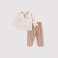 巴厘小豬男童睡衣春秋季女童內衣套裝純棉寶寶兩件套嬰幼兒衣服兒童家居服 藕灰 100