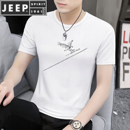 JEEP SPIRIT23夏新款莫代爾冰絲短袖t恤男士夏季速干半袖體恤上衣服男 057款-白色 XL (135-150斤合身)