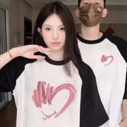 笙韻情侶裝夏季短袖t恤2025套裝一男一女結(jié)婚登記衣服團班服定制 插肩白黑男+插肩白黑女 L 男+女L