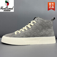 西域駱駝秋冬季高幫男鞋2025新款復古百搭運動(dòng)休閑板設計小眾潮牌 灰色A款【單鞋款】 41