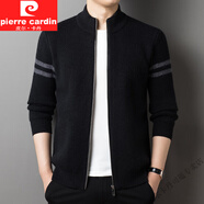 皮爾卡丹（pierre cardin）潮流外套男士開衫毛衣2024春季新款休閑百搭大碼棒球領(lǐng)針織毛衫 黑色 4XL (190)