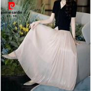 皮爾卡丹（pierre cardin）雪紡流光網(wǎng)紗半身裙女春秋夏高腰垂感氣質(zhì)百搭顯瘦a字超仙百褶裙 香檳色 S 建議80-95斤