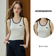 庫恩瑪維（KUHNMARVIN）美式小吊帶背心女2025早春新款拼色短款辣妹修身外穿上衣K37327 米白色 L