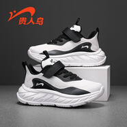 貴人鳥(niǎo)兒童運(yùn)動(dòng)鞋網(wǎng)面透氣輕跑鞋2025新款春秋款男童跑步鞋女童網(wǎng)鞋 白黑 36