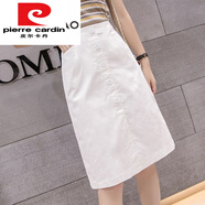皮爾卡丹（pierre cardin）夏天牛仔半身裙女中長款半裙字款長裙春裝女2024年新款一步短裙 白色 S