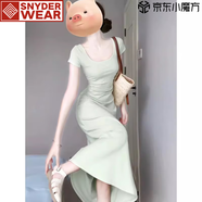 SNYDER WEAR粉色連衣裙女2025夏季新款修身包臀連衣裙長(cháng)裙夏日絕美小個(gè)子長(cháng)裙 綠色 S 建議75-90斤