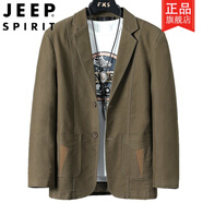吉普（JEEP）2025春秋新款男士休閑西裝外套韓版修身小西裝男式純棉單西服上衣 608#深色 3XL 建議145-160斤