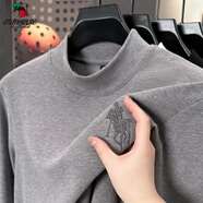 西域駱駝（VANCAMEL）德絨打底衫男秋冬加厚保暖上衣雙面絨衛衣純色男士長(cháng)袖t恤半高領(lǐng) 306灰色 120 2XL