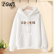 ZGWT輕奢高端品牌時(shí)尚連帽衛衣女寬松春秋新款秋冬加絨百搭印花上衣潮 白色蛋糕字母（春秋款） XL (120-135斤)