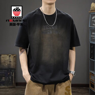 AEMAPE重磅水洗純棉t恤男士2025夏季潮牌漸變復(fù)古痞帥寬松半袖潮流上衣 9979水洗黑T恤 M 建議【110-130斤】