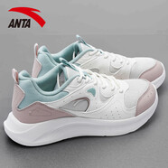 安踏（ANTA）女鞋網(wǎng)面透氣休閑鞋2025新款軟底增高跑步鞋學(xué)生百搭運(yùn)動(dòng)鞋 5512-1象牙白/藕灰/豆綠 36.5