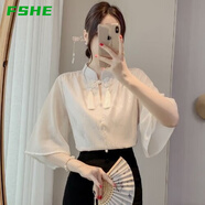 FSHE新中式國風(fēng)醋酸女士短袖襯衫女夏禪意流蘇馬面裙盤扣小衫雪紡上衣 圖片色【店鋪】 2XL