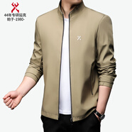 勁霸（jing ba）行政夾克男干部商務(wù)領(lǐng)導氣質(zhì)易打理春秋立領(lǐng)外套 卡其 專(zhuān)柜款 M 170【合適90-130斤】
