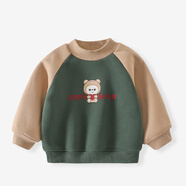 時(shí)尚小熊兒童雙層衛衣女童打底衫嬰兒衣服寶寶新款套頭上衣秋季男童童裝 羅勒綠 80