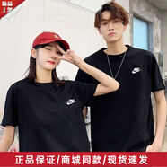 耐克（NIKE）短袖T恤男女情侶官方 新款字母LOGO刺繡純色全棉透氣圓領運動半袖 AR4999-013/黑色全棉 L (175/92A)