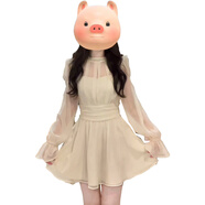 天啟世紀法式宮廷風(fēng)高級感長(cháng)袖連衣裙女春季收腰顯瘦氣質(zhì)網(wǎng)紗超仙短裙 杏色(優(yōu)質(zhì)版) XL