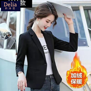矜持范小西裝外套女薄款2025春秋新款韓版時(shí)尚休閑短款小個(gè)子西服上衣潮 黑色長(cháng)袖 雙層保暖 加絨 L 建議100-110斤內