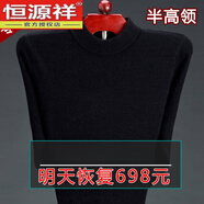 恒源祥恒源祥新款發(fā)熱羊毛衫男羊毛毛衣加厚大碼中老年保暖時(shí)尚潮 半高 領(lǐng)黑色 L 170建議120-135斤