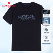 夢特嬌（MONTAGUT）短袖T恤夏季男士圓領(lǐng)純棉涼感透氣中青年男裝百搭體恤黑色L/50