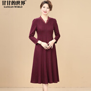 甘甘的世界2025春季新款氣質(zhì)打底裙時尚喜婆婆甘夫人中年婚宴連衣裙 紅色 M 適合95-115斤