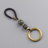 藍米仕黃銅指環(huán)汽車(chē)鑰匙扣掛件創(chuàng  )意個(gè)性精致手機鏈圈環(huán)男女情侶包包掛飾 黃銅指環(huán)鑰匙扣款咖色