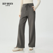 深呼吸DEEP BREATH女裝抽繩高腰直筒加絨休閑衛(wèi)褲女A100427 A100429 深灰-加長 (建議身高165cm以上) M (3碼)