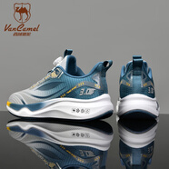 西域駱駝（VANCAMEL）品牌男鞋2025新款秋季學(xué)生青少年運動(dòng)鞋防滑減震透氣旋鈕扣跑步鞋 煙藍 41