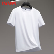 鴨鴨（YAYA）短袖T恤男圓領(lǐng)華夫格涼感速干2025夏季中青年商務(wù)休閑百搭上衣 白色 M (170) 【建議90-120斤】