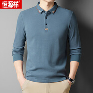 恒源祥（HYX）長(cháng)袖t恤男士純 棉翻領(lǐng)爸爸裝2025年春秋季新款Polo衫男 霧藍 2XL