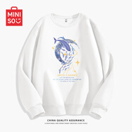 名創(chuàng)優(yōu)品（MINISO）衛(wèi)衣男春秋中國(guó)風(fēng)潮牌寬松百搭無(wú)帽長(zhǎng)袖男士秋冬款圓領(lǐng)休閑上衣服 白色(大銀河鯨) XL 180(體重140-160斤左右)