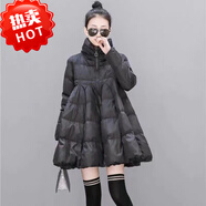 啄木鳥2024斗篷裙擺時(shí)尚羽絨棉服女冬加厚中長款韓國公主A字大擺蓬蓬裙 黑色-官方十大品牌女裝 M