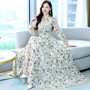 南啵丸碎花連衣裙2025年春秋新款女裝氣質(zhì)仙女春季長(cháng)袖雪紡超仙長(cháng)款裙子 乳白色原版質(zhì)量?jì)?yōu)質(zhì)面料 M