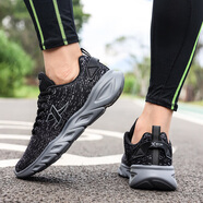 特步男鞋跑步鞋秋季潮流透氣輕便減震跑鞋休閑鞋運動(dòng)鞋男士綜訓鞋子 黑/煙灰色/木炭灰 40