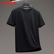 鴨鴨（YAYA）華夫格短袖T恤男圓領(lǐng)涼感速干2025夏季中青年百搭商務(wù)休閑上衣 黑色 M (170) 【建議90-120斤】