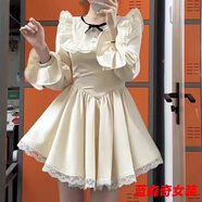 沐悠羽秋款女裝2024年新款富家千金趣味減齡甜美蕾絲花邊蓬蓬公主連衣裙 淺粉宮廷風(fēng)千金連衣裙萬(wàn)睿精選 + S