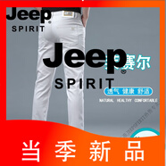 JEEP SPIRIT輕奢牛仔褲男夏季薄款淺藍(lán)色歐洲站九分修身小腳藍(lán)白色冰絲長(zhǎng)褲子 銀雪灰 510 34 【腰圍2尺7】