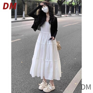 DALEY MODE白色吊帶連衣裙子夏裝搭配一整套小個子韓系茶系穿搭淑女氣質(zhì)套裝 黑色開衫 XL