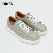 迪柯尼（DIKENI）商場同款男鞋牛皮板鞋新品時(shí)尚百搭I(lǐng)P款鞋墊運(yùn)動休閑鞋 珍珠灰 39