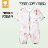 貝肽斯嬰兒衣服夏季薄款連體衣寶寶后背網(wǎng)孔透氣七分袖空調(diào)服睡衣