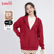 班尼路（Baleno）連帽羊羔絨衛(wèi)衣開衫外套女2025年春秋季寬松加絨加厚保暖棉服上衣