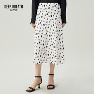 深呼吸DEEP BREATH女裝法式波點(diǎn)高腰中長半身傘裙A200209 白-黑點(diǎn) M (3碼)