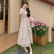 零釋溫柔風(fēng)碎花吊帶連衣裙女2025春夏季新款收腰顯瘦氣質(zhì)裙子女裝夏天 粉色碎花吊帶裙+開(kāi)衫（套裝） M （95-105斤）