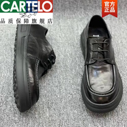 卡帝樂鱷魚真皮商務(wù)休閑皮鞋春季套腳黑色樂福鞋豆豆鞋透氣青年駕車百搭歐洲 23088黑色系帶 39