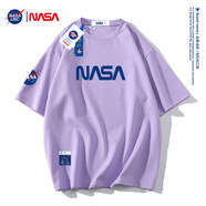 美羅邦聯(lián)名短袖T恤男夏季ins百搭情侶裝寬松潮牌體恤重磅半袖上衣服 紫色 L